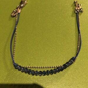 Oliver Bonas blue beads and gold chain bracelet